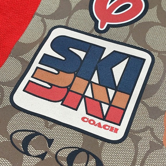 Coach CE457 XS Signature Ski Crewneck Fleece Sweatshirt Red Catskills NWT $298 - Picture 5 of 15